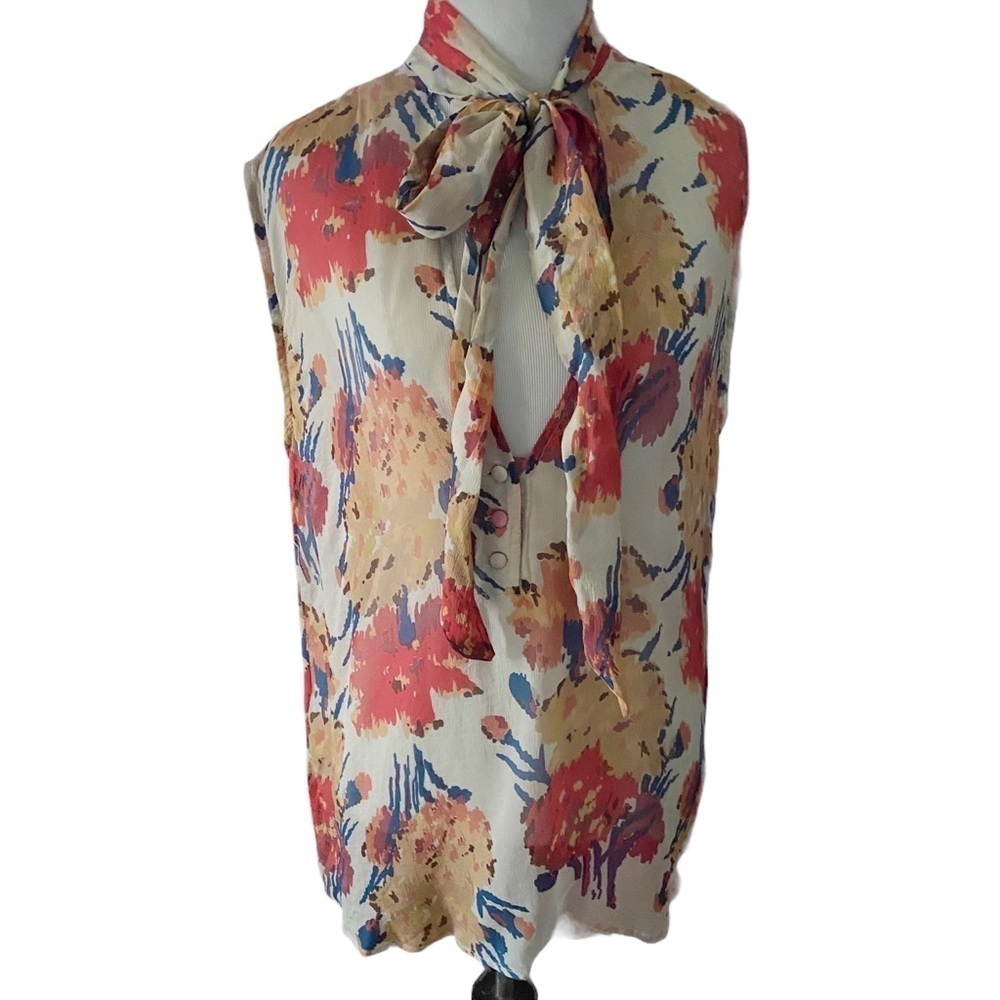 Winter Kate Floral Sheer Vtg Silk Blouse Sz S